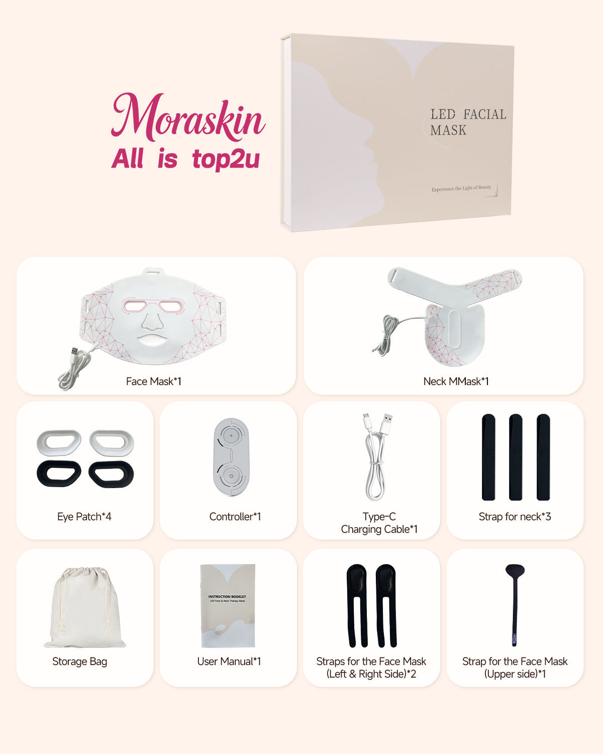 FDA-CLEARED led facial therapy mask
